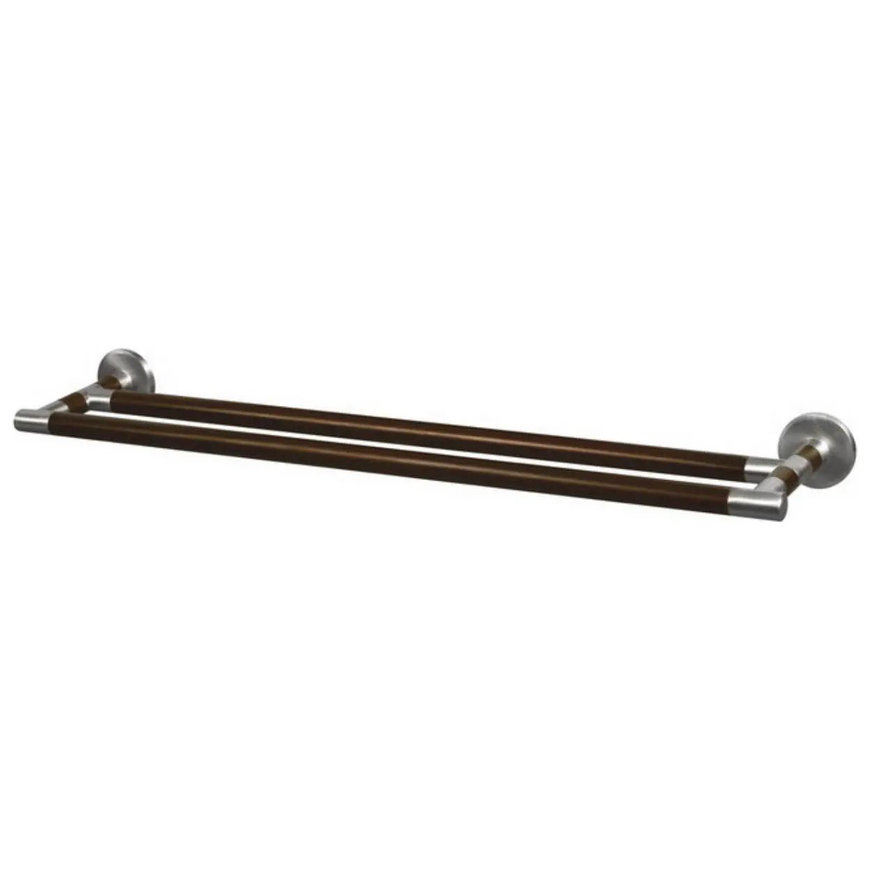 610mm Wood Double Towel Rail Wall Mounted Rack Bar Hanger Towel Rails and Rings