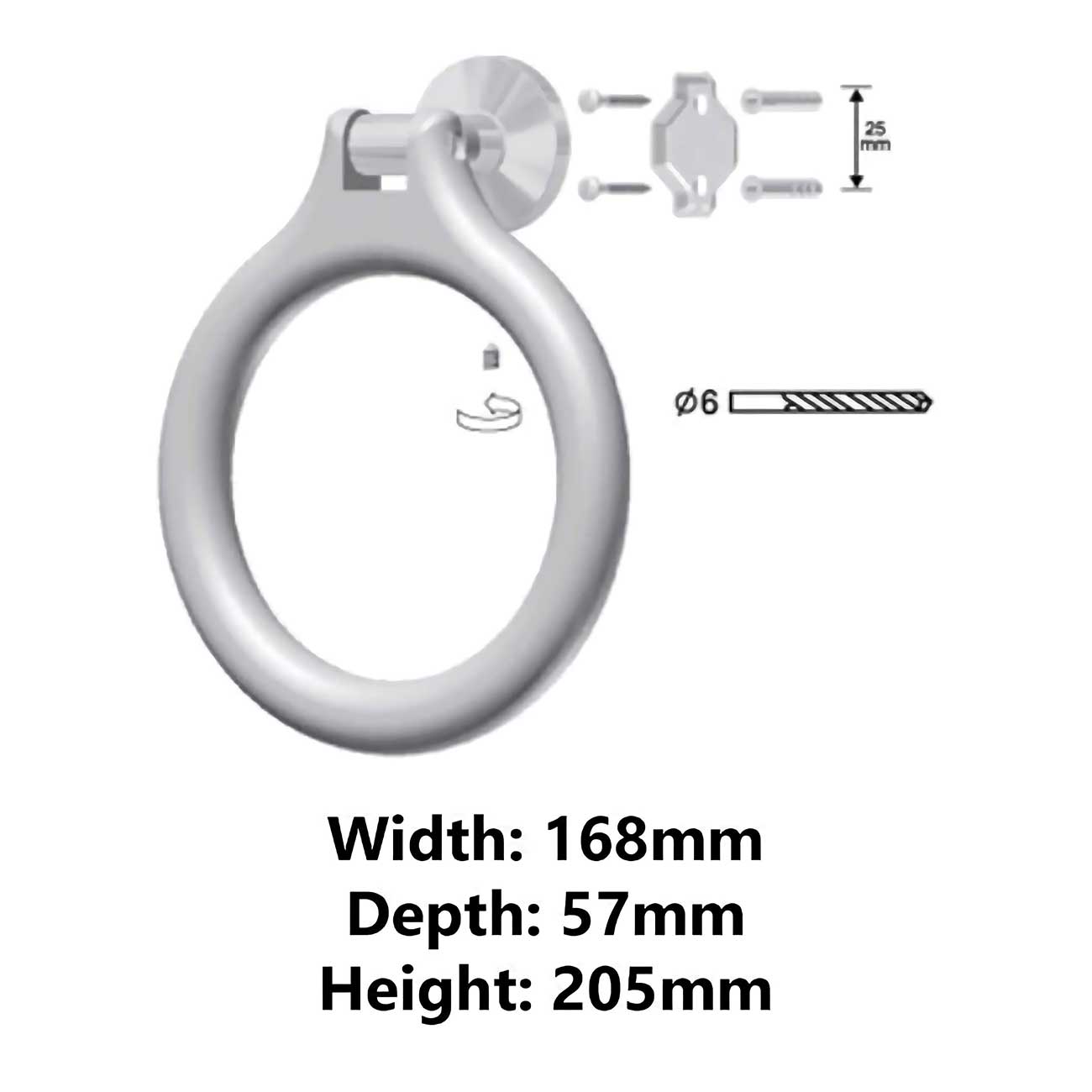 Towel Ring Dressing-Gown Hanger Solid Wood Wall Mounted