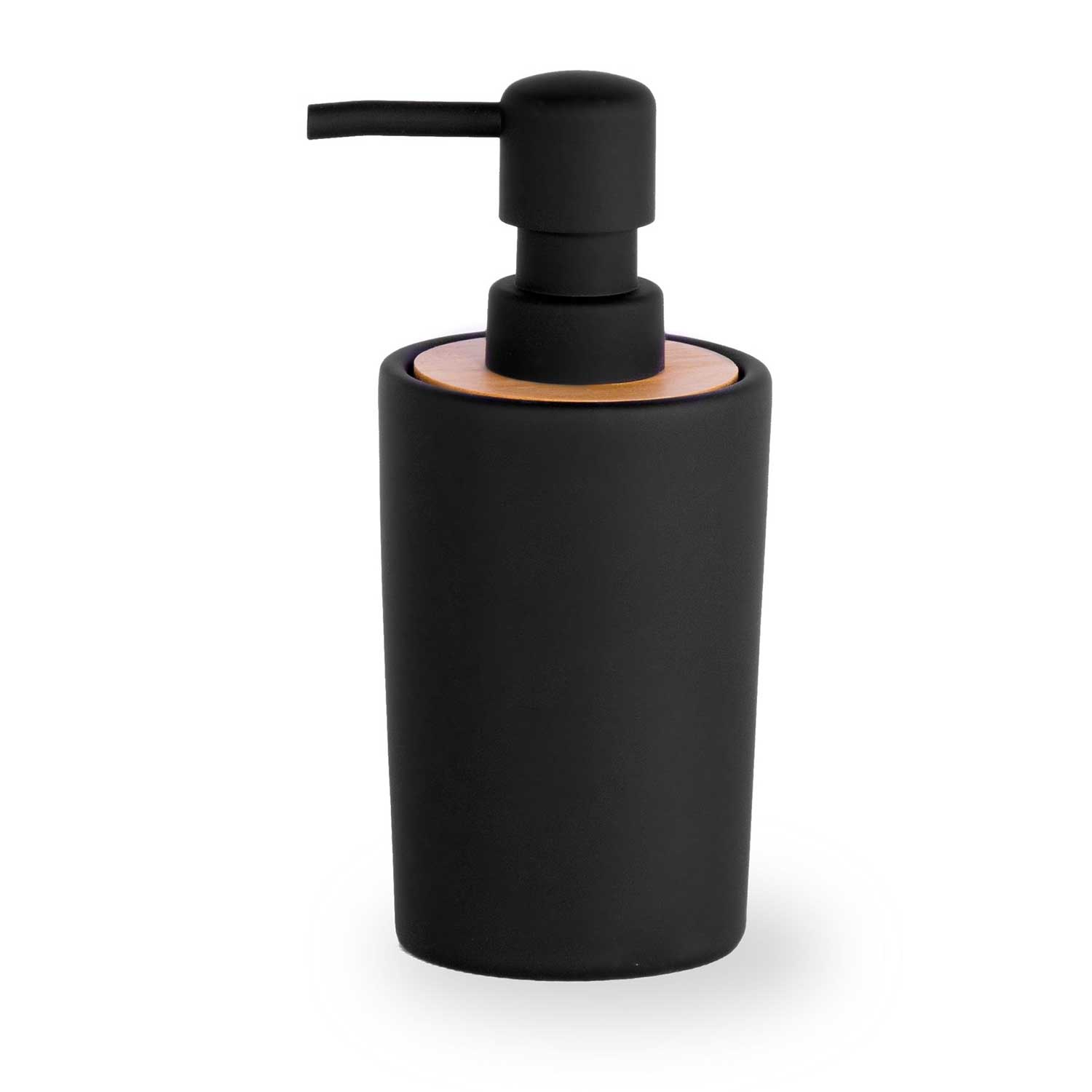 200ml Liquid Soap Refillable Push Dispenser Free Standing Black Stoneware