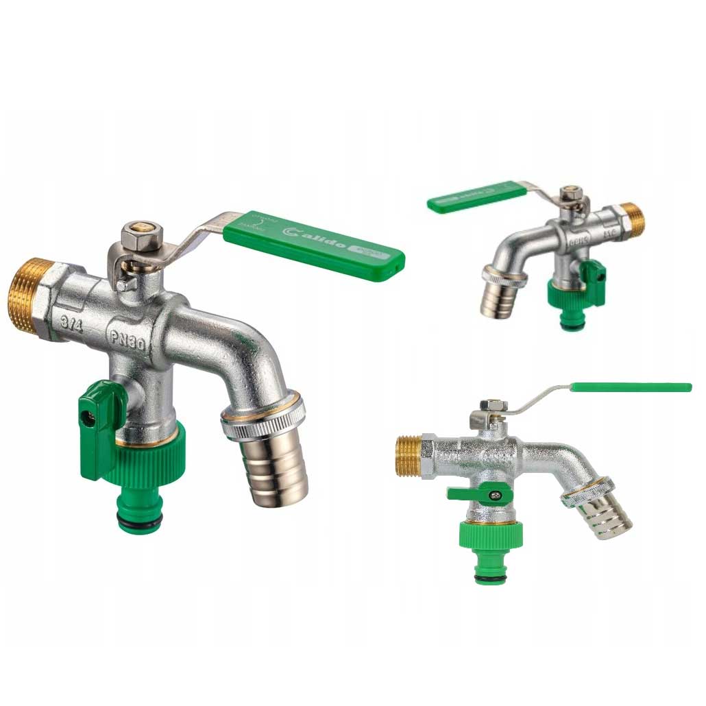 3/4 Inch BSP Double Outlet Garden Outside Tap Hose Fitting Garden Taps / Valves