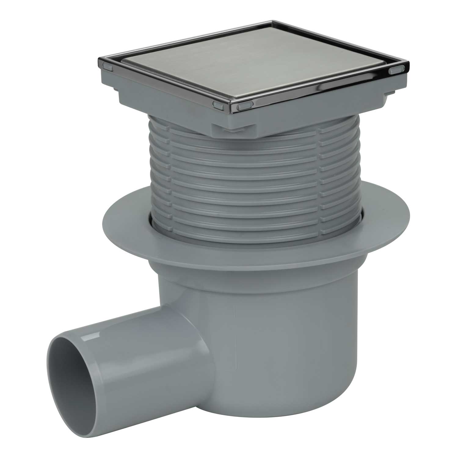 100x100mm Floor Drain Bottle Gully Trap Tiled or Steel Side Outlet 50mm