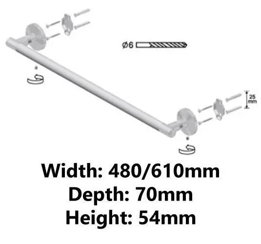 Solid Wood Wall Mounted Towel Rack Single Bar Hanger Towel Rails and Rings, A055a, A055b