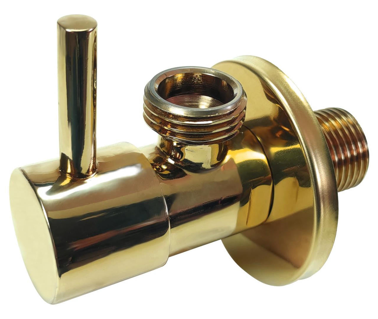 Tycner Gold Brass Basin Sink Toilet Hose Valve Water Tap Cut-Off Long Lever 