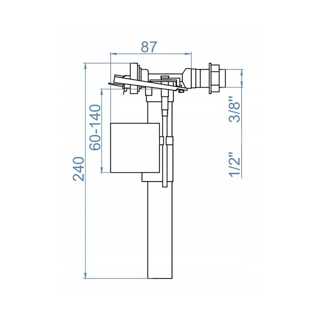 Side Feed WC Cistern Inlet Toilet Fill Valve 3/8 1/2 Toilet Spares, 025a, 025b