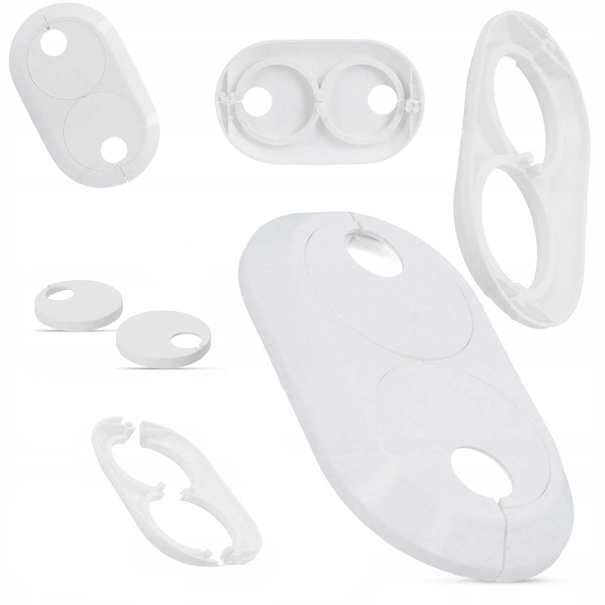 Double PVC White Radiator Plastic Water Pipe Cover Collar Pipe Covers, 032a, 032b, 032c, 032d, 032e, 032f