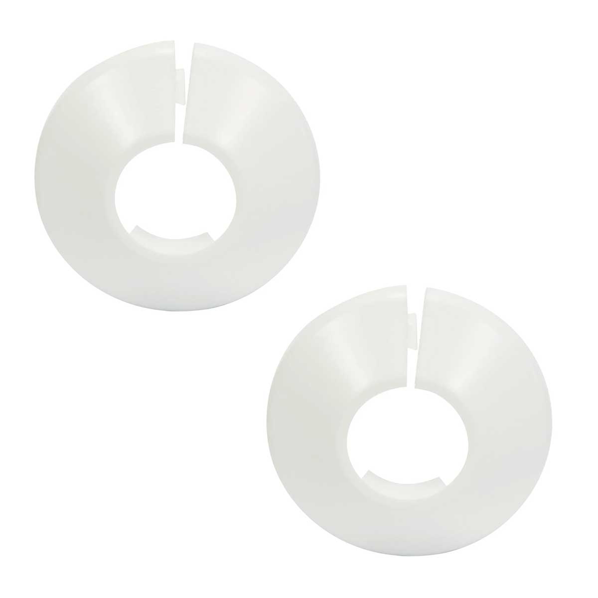 2x Plastic PVC Radiator Pipe Cover Collar White 15mm-28mm Pipe Covers