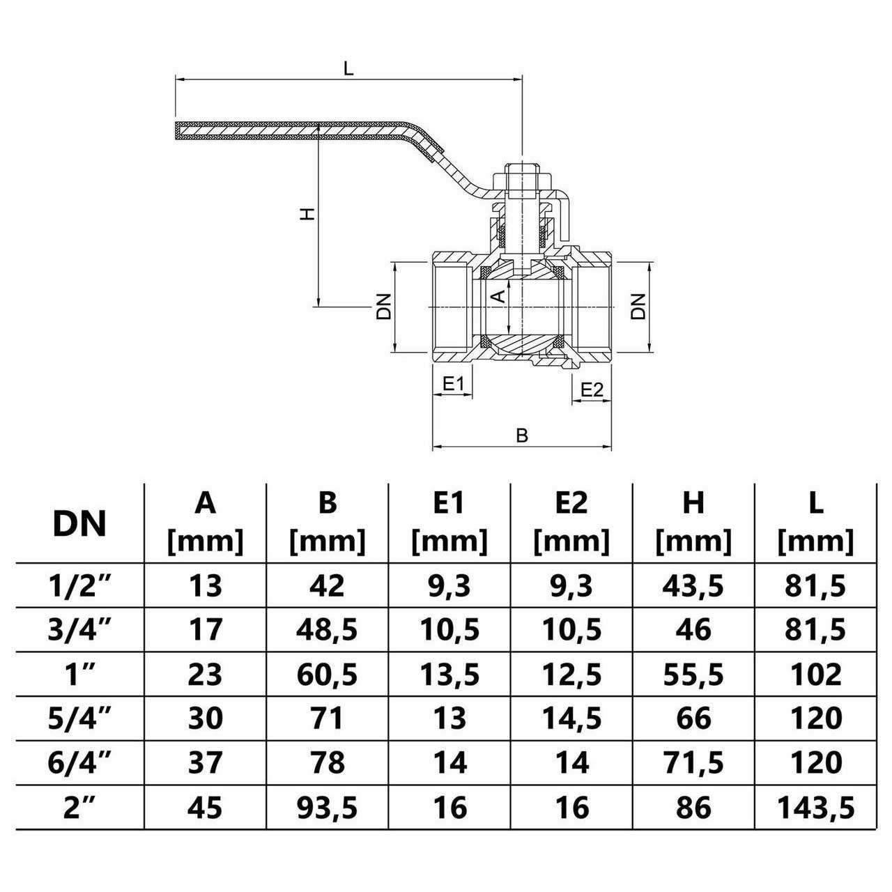 Quarter Turn Handle Inline Ball Valve Female 1/2 - 2 Inch Ball Valves, 034, 090, 411, 848, 849, 850