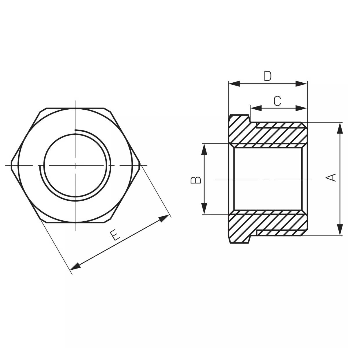 3/8 1/2 3/4 Inch Threaded Bush Pipe Fittings Thread Reducer Thread Reducers and Adaptors, 040a, 040b, 040c