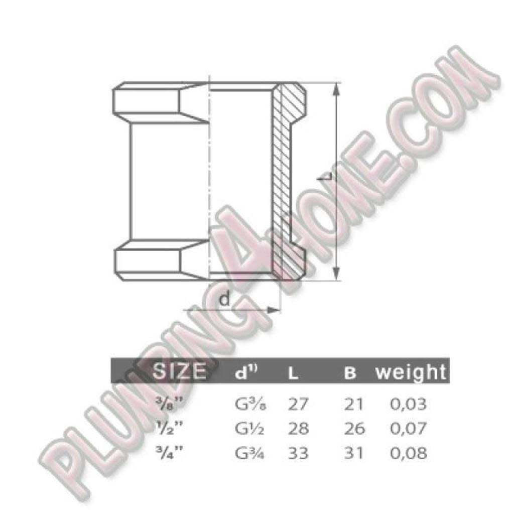 1/2 3/4 Inch Thread Pipe Coupler Chromed Fittings Muff Threaded Joints, 065a, 065b