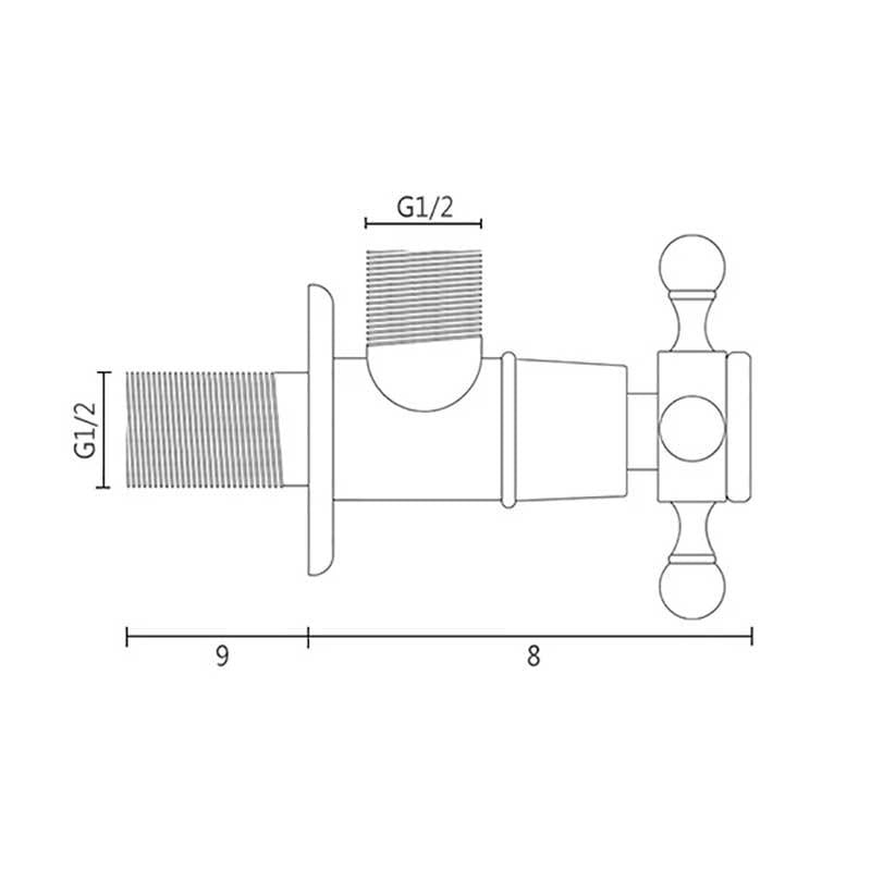 Black Wall Service Angled Isolation Valve Cross Head 1/2 - plumbing4home