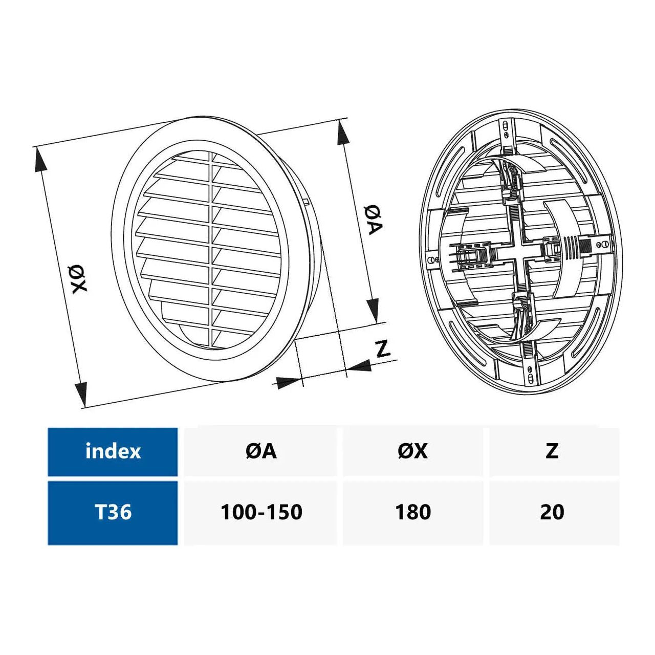 100-150mm Adjustable Air Ventilation Grille Cover Insect Net Vent Air Covers