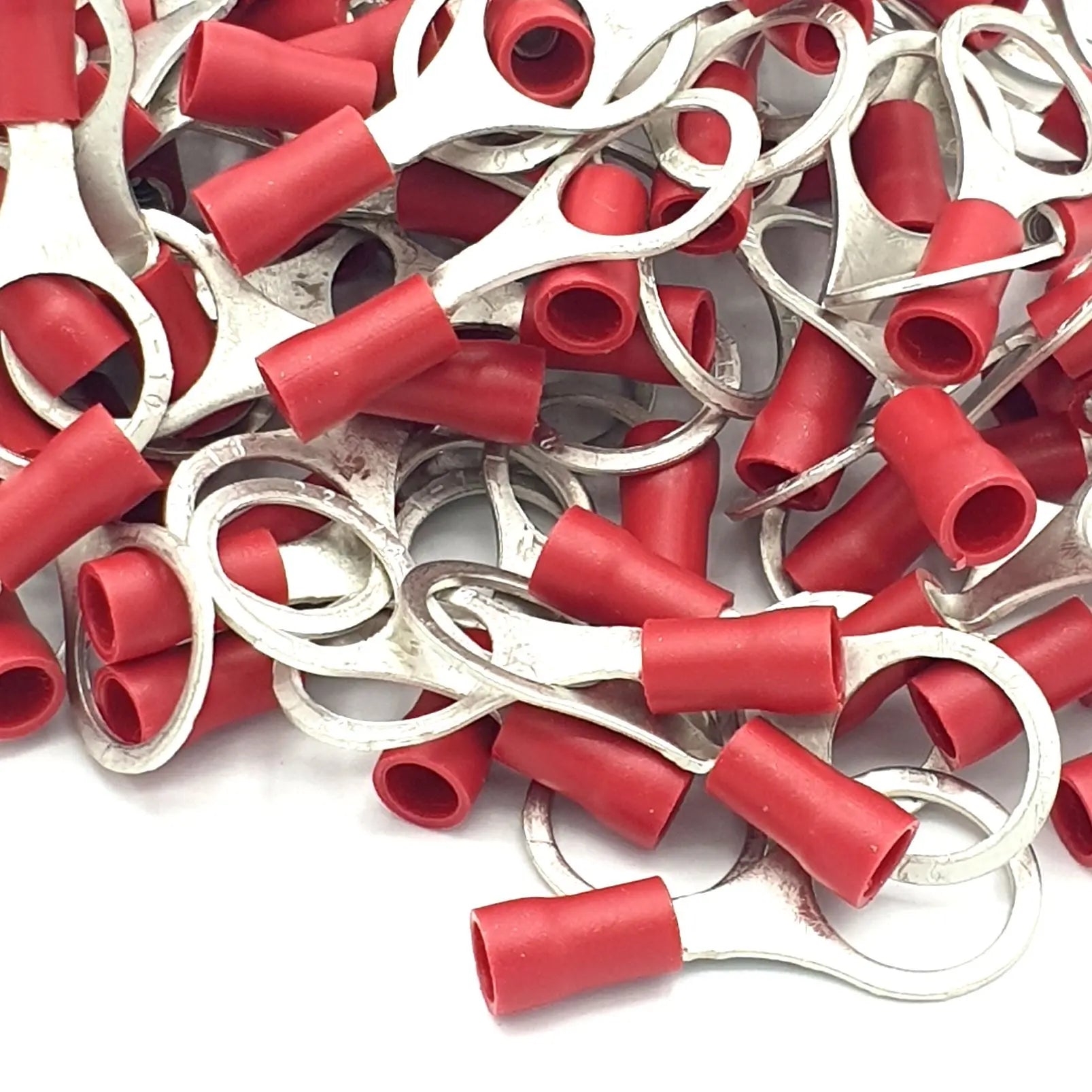 100pcs Red Insulated Crimp Ring Terminals Connectors Electrical Consumables