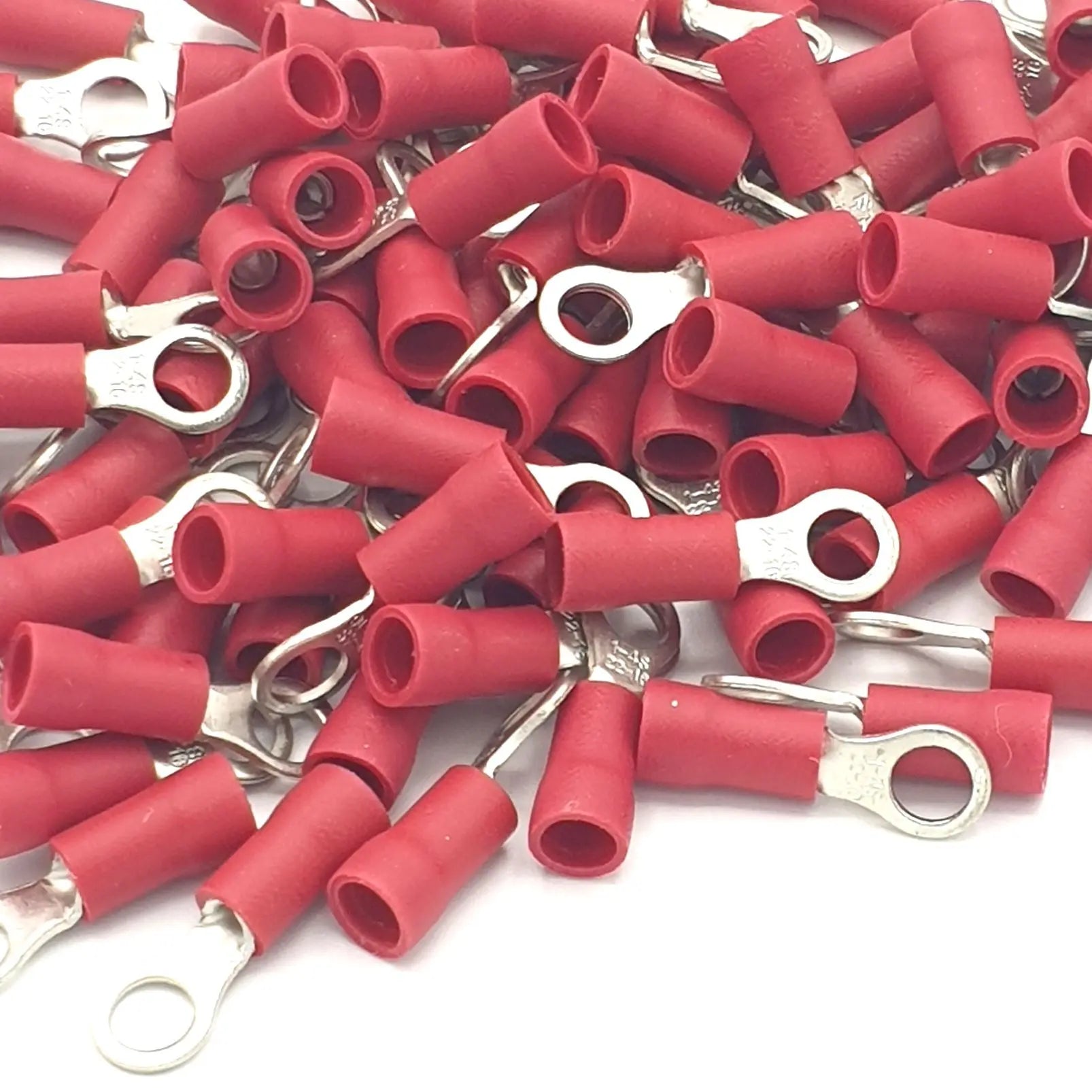 100pcs Red Insulated Crimp Ring Terminals Connectors Electrical Consumables