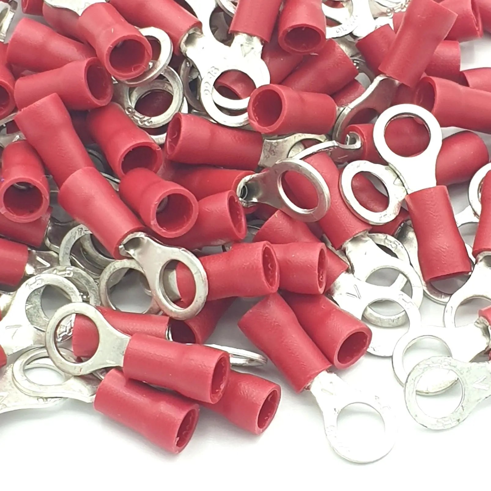 100pcs Red Insulated Crimp Ring Terminals Connectors Electrical Consumables