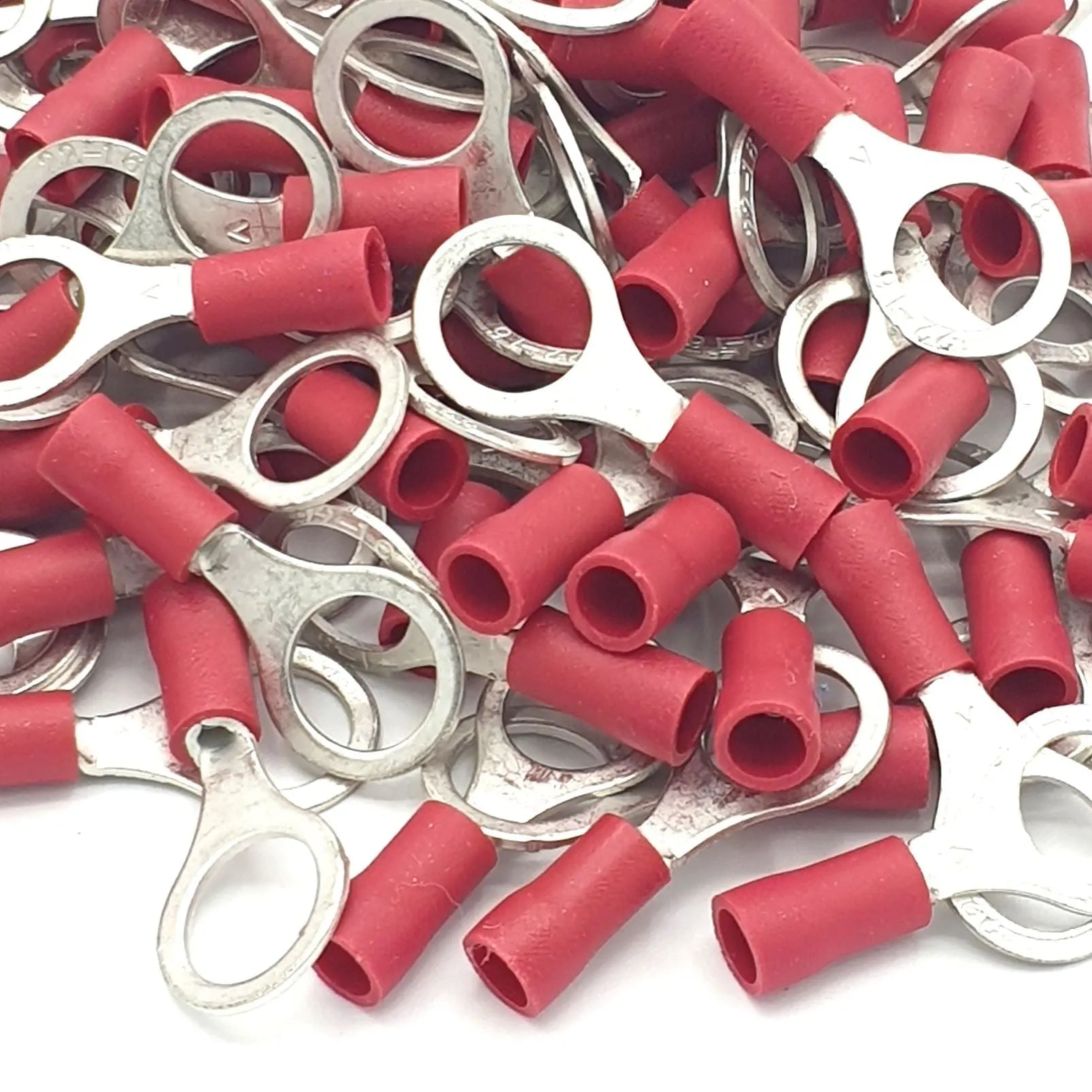 100pcs Red Insulated Crimp Ring Terminals Connectors Electrical Consumables