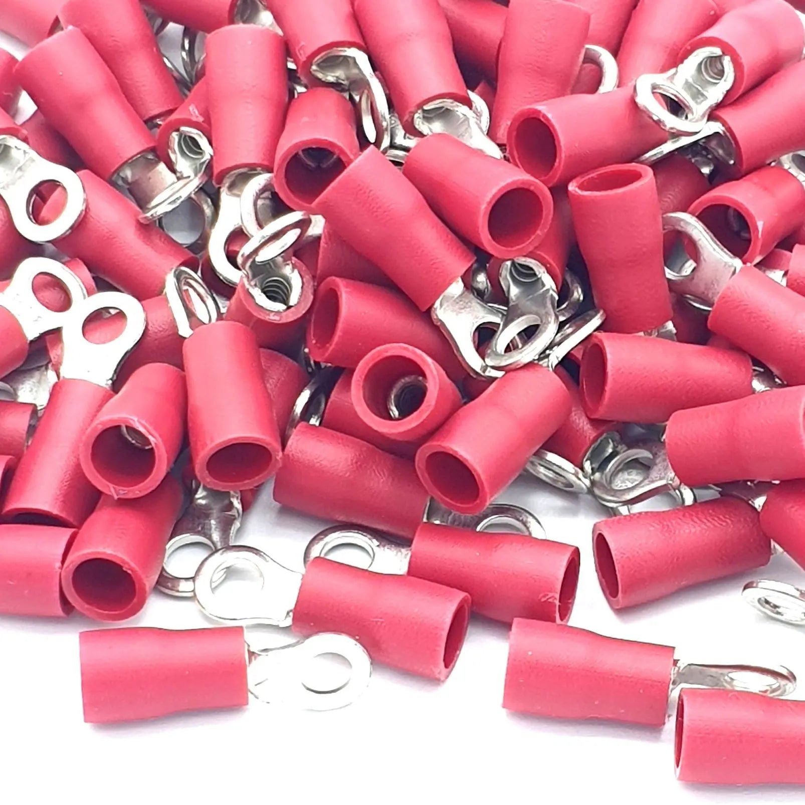 100pcs Red Insulated Crimp Ring Terminals Connectors Electrical Consumables