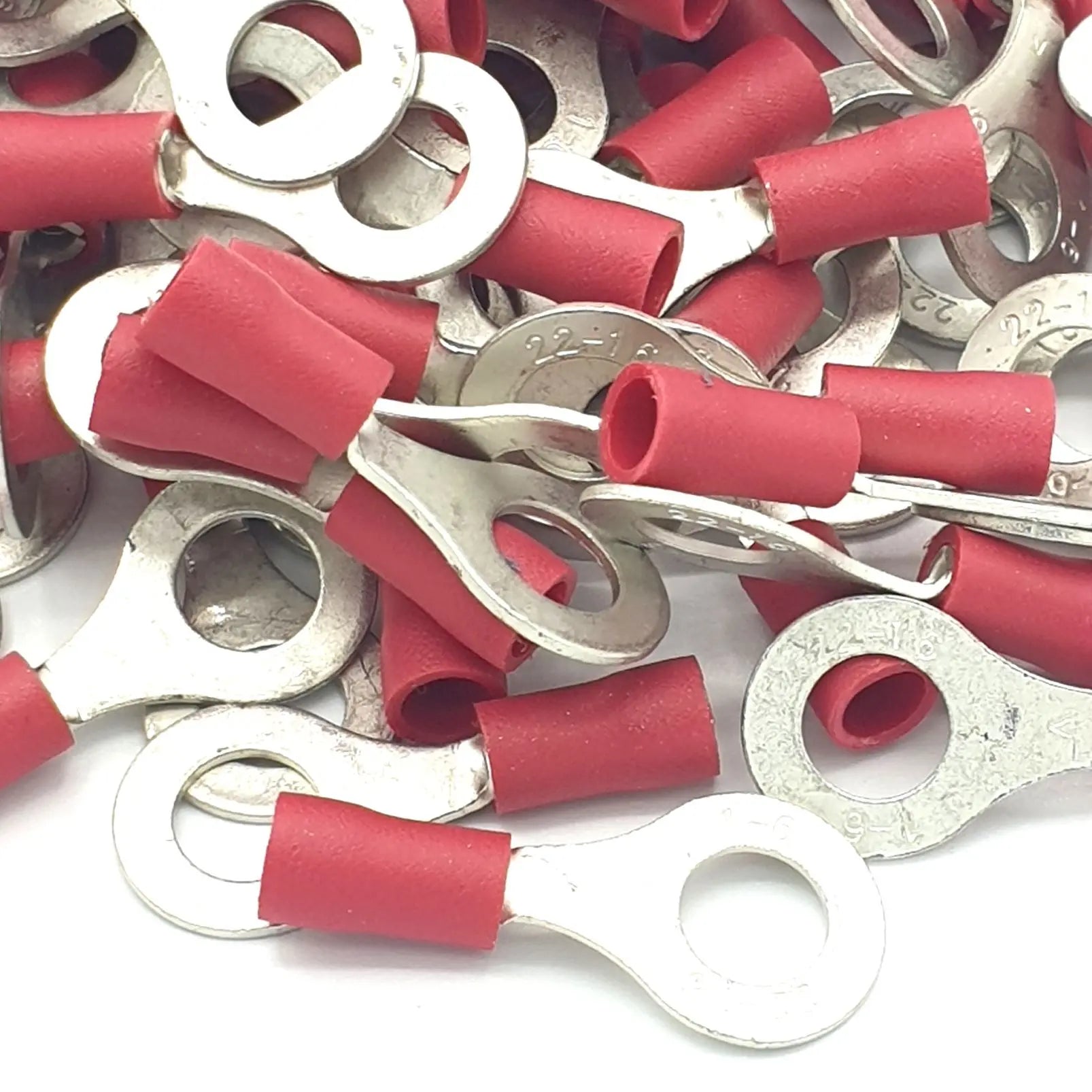 100pcs Red Insulated Crimp Ring Terminals Connectors Electrical Consumables