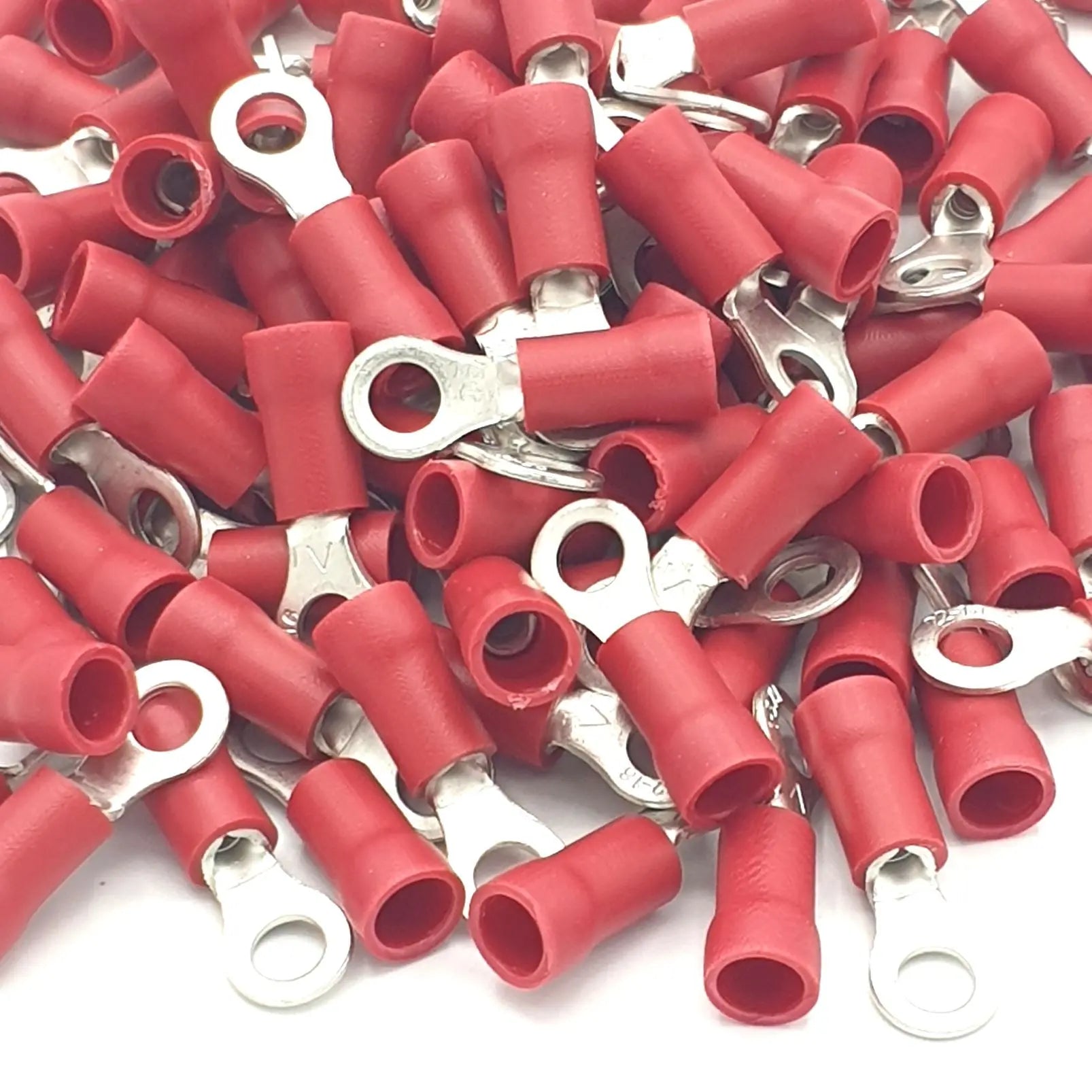 100pcs Red Insulated Crimp Ring Terminals Connectors Electrical Consumables