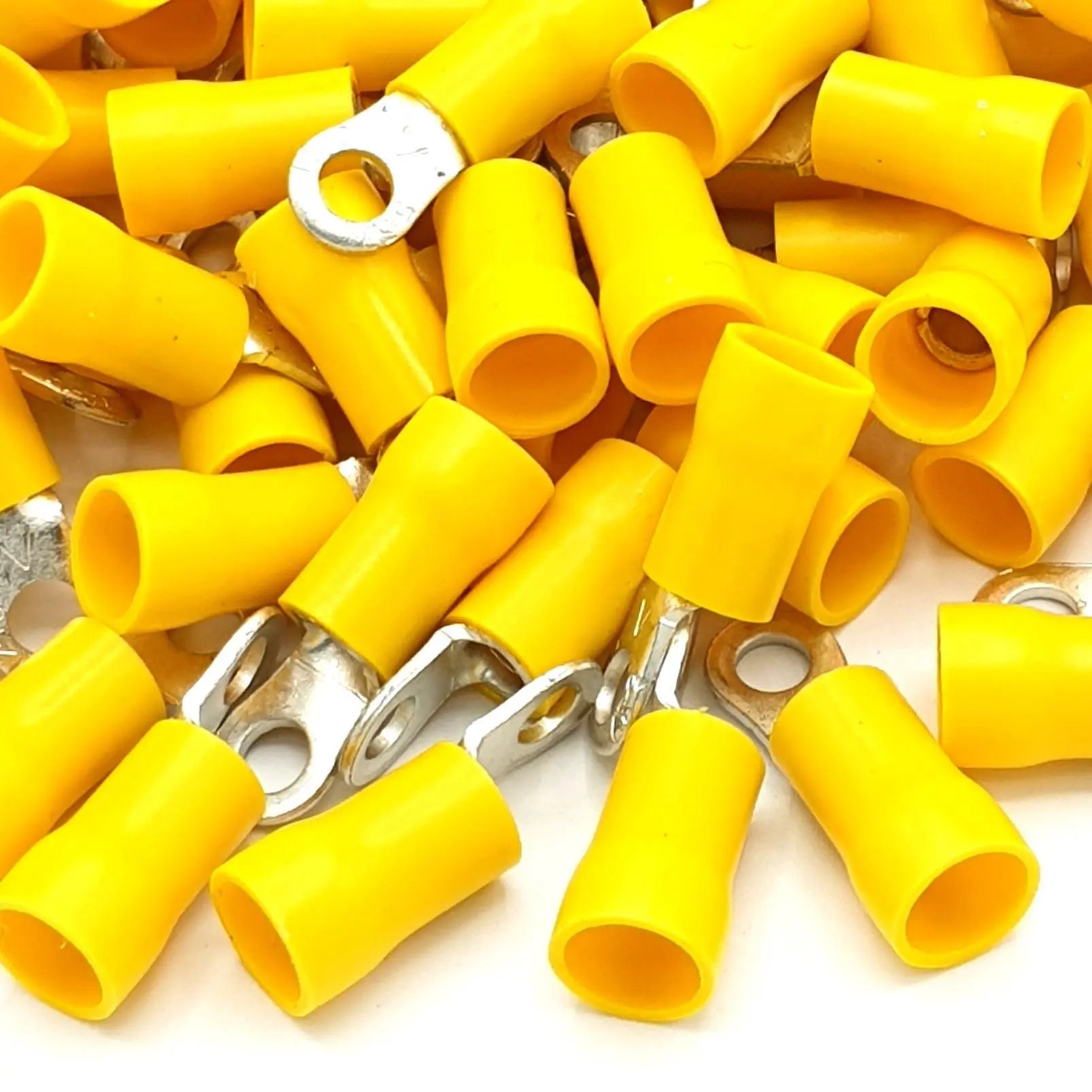 100pcs Yellow Insulated Crimp Ring Terminals Connectors Electrical Consumables