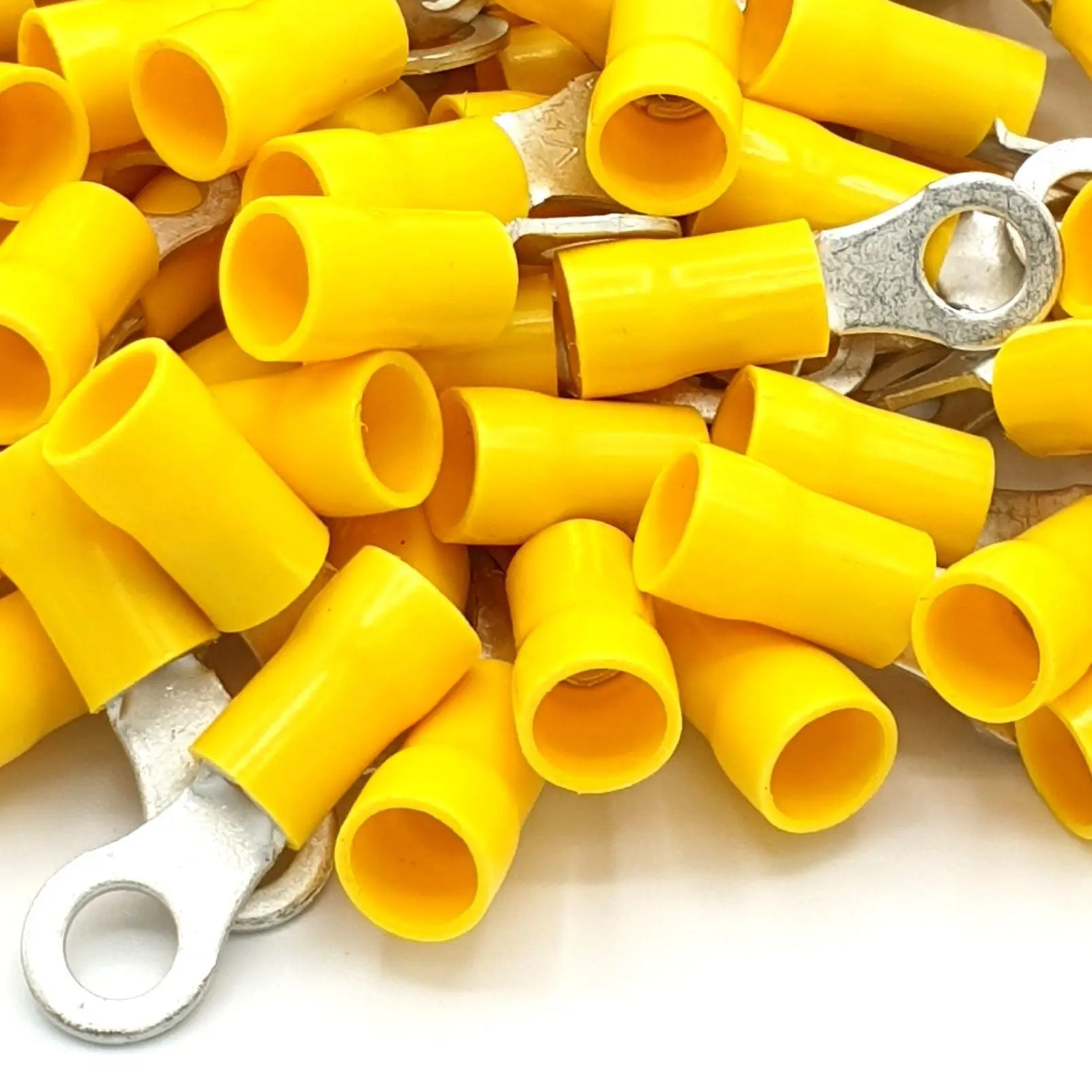 100pcs Yellow Insulated Crimp Ring Terminals Connectors Electrical Consumables