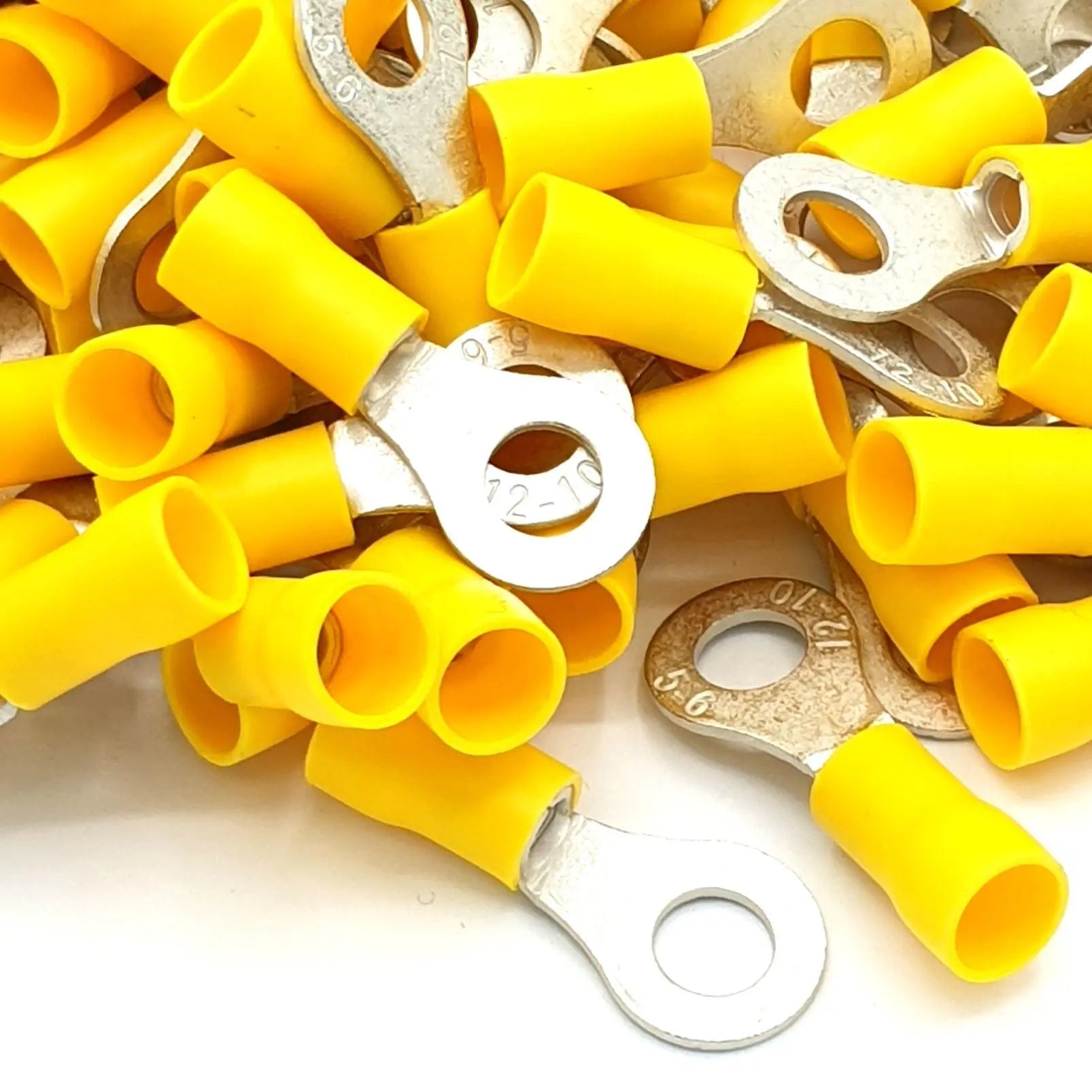 100pcs Yellow Insulated Crimp Ring Terminals Connectors Electrical Consumables