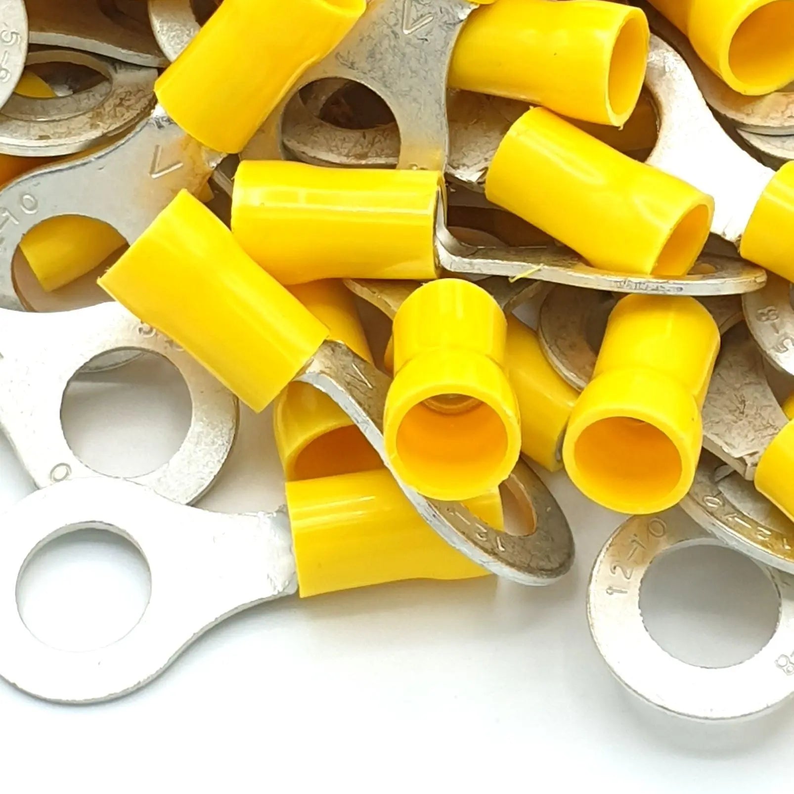 100pcs Yellow Insulated Crimp Ring Terminals Connectors Electrical Consumables