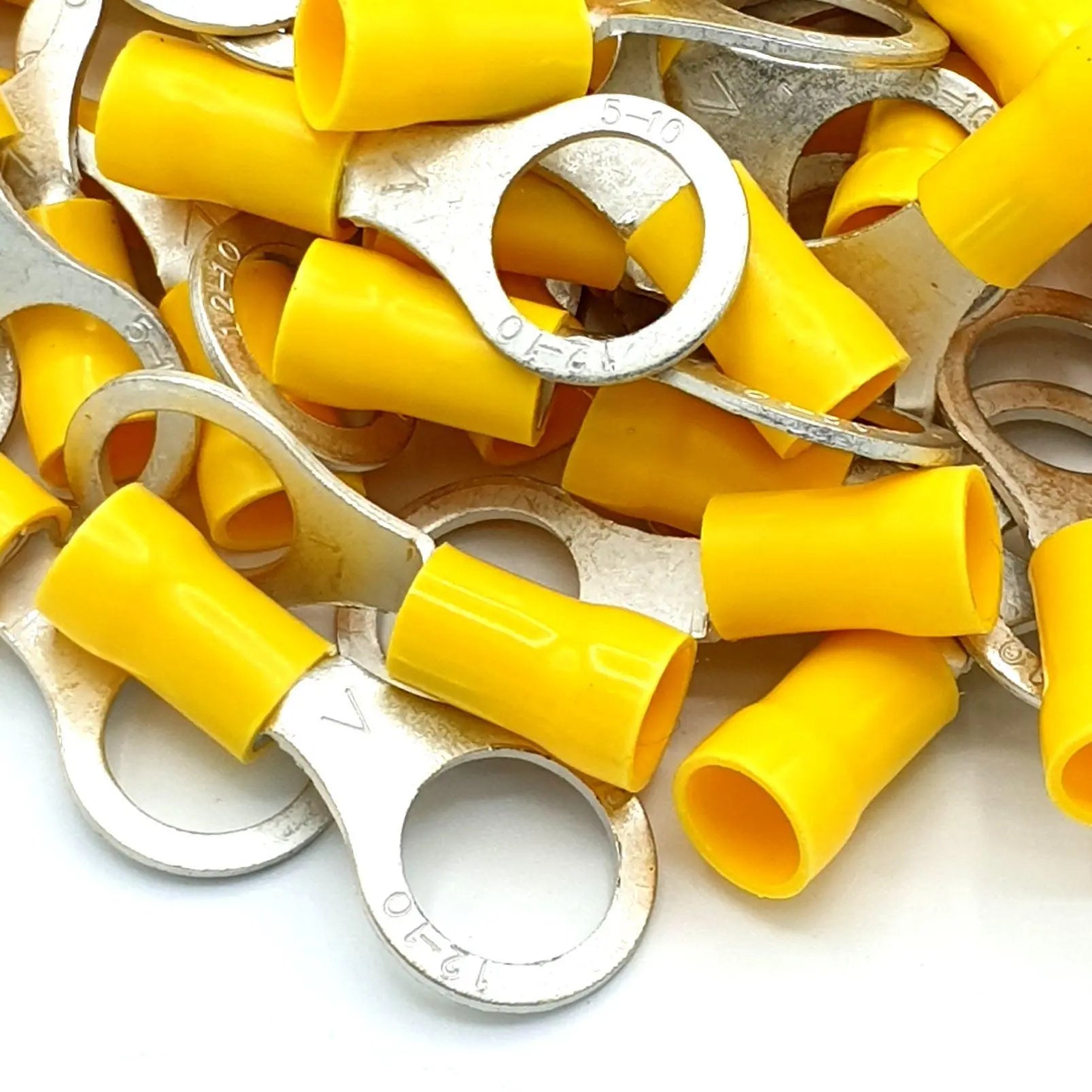 100pcs Yellow Insulated Crimp Ring Terminals Connectors Electrical Consumables