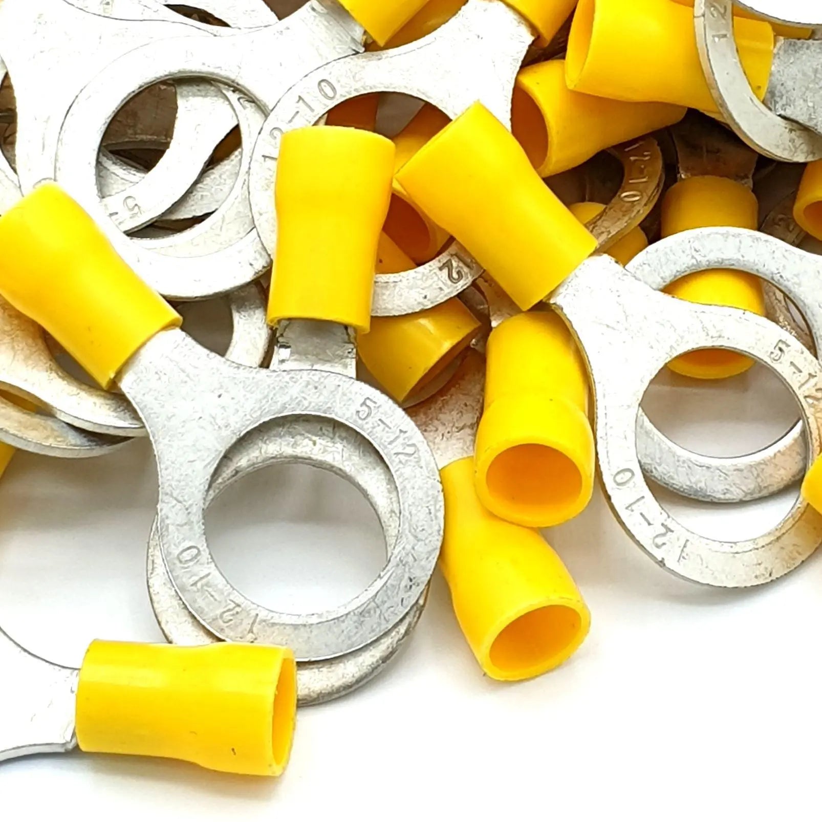 100pcs Yellow Insulated Crimp Ring Terminals Connectors Electrical Consumables