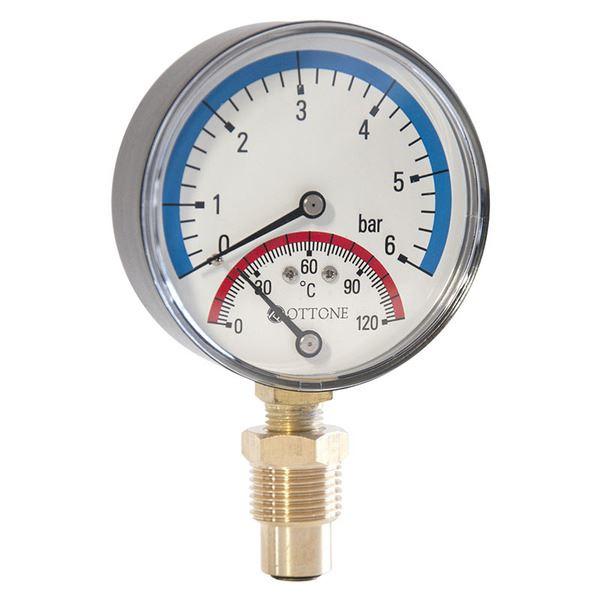 Thermo Pressure Gauge 1/2 Bottom Entry Thermomanometer 80mm - plumbing4home