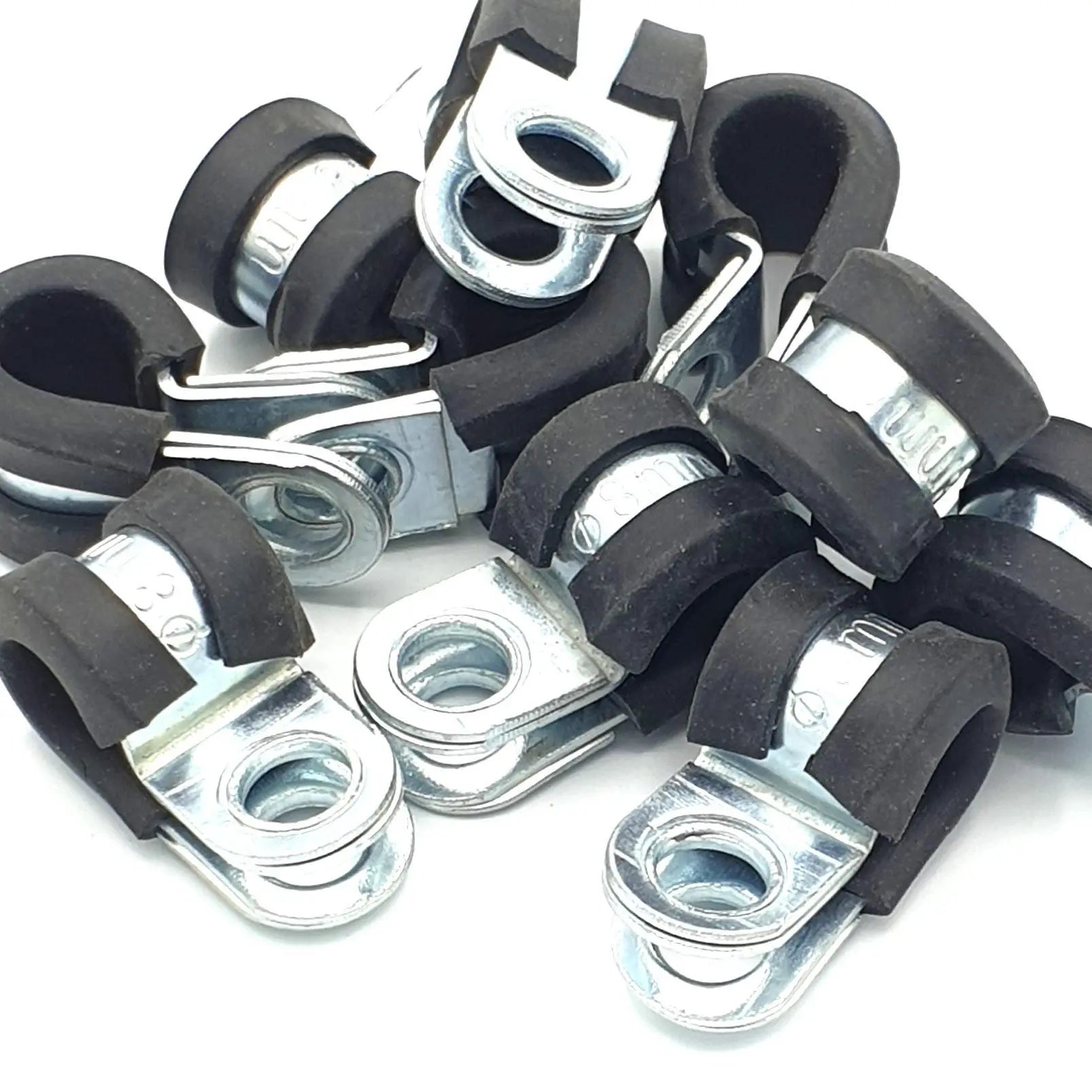 10pcs x Rubber Lined Cable P-Clips Steel Hose P Clamps Pipe Clamps