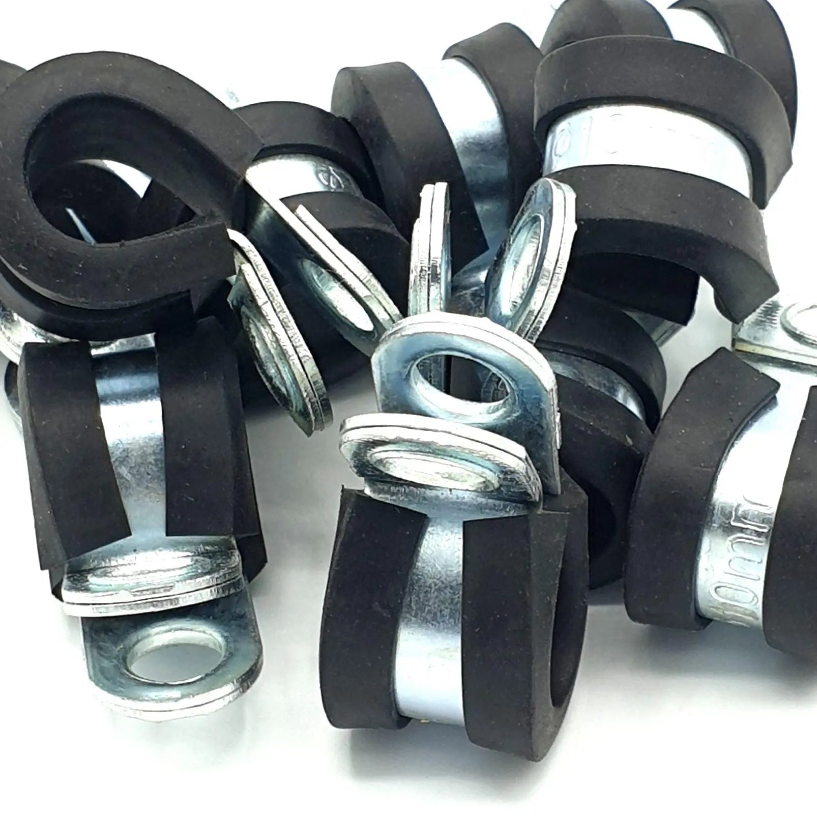 10pcs x Rubber Lined Cable P-Clips Steel Hose P Clamps Pipe Clamps