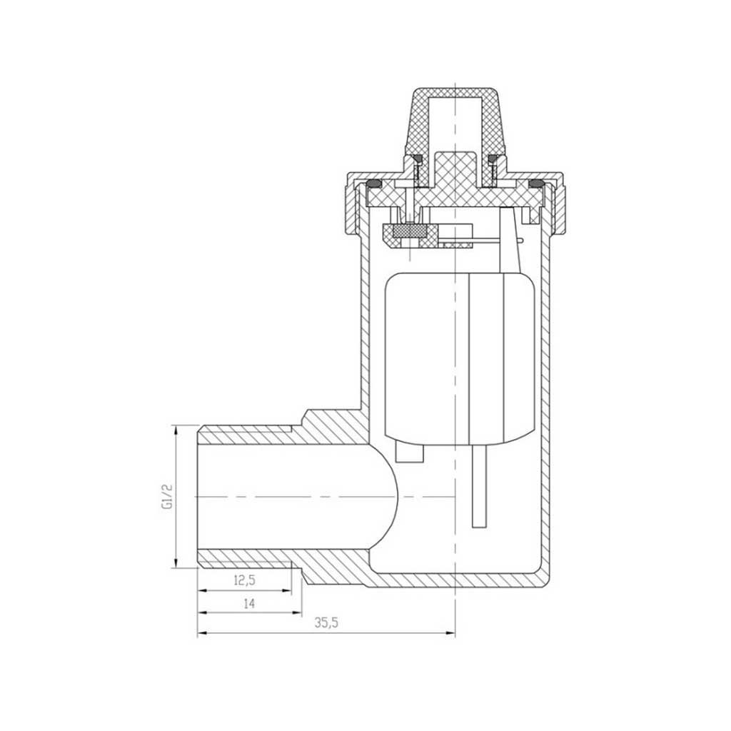 Automatic Radiator Bleeding Valve 1/2 BSP Side Entry - Radiator Bleeding