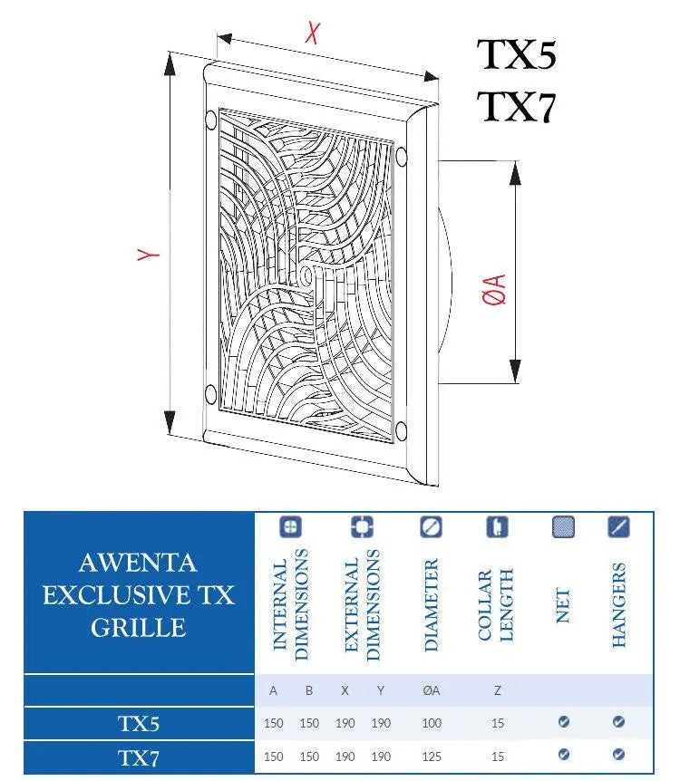 150x150mm Wall Air Vent Grille Cover Insects Net 100-125mm Vent Air Covers, 765a, 765b