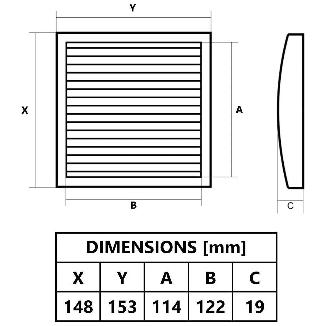 150x150mm Wall Ventilation Grille Black Cover Insect Mesh Vent Air Covers