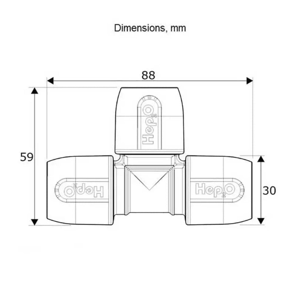 HD10/15W Hep2O Equal Tee PB White 15mm - Hep2o Fittings