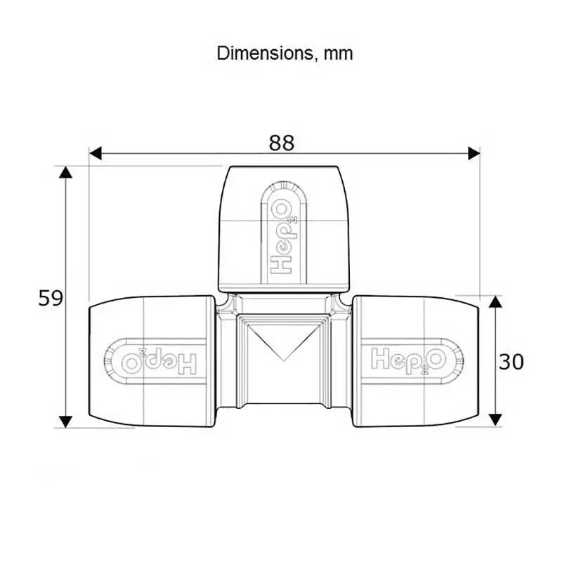 HD10/15W Hep2O Equal Tee PB White 15mm - Hep2o Fittings