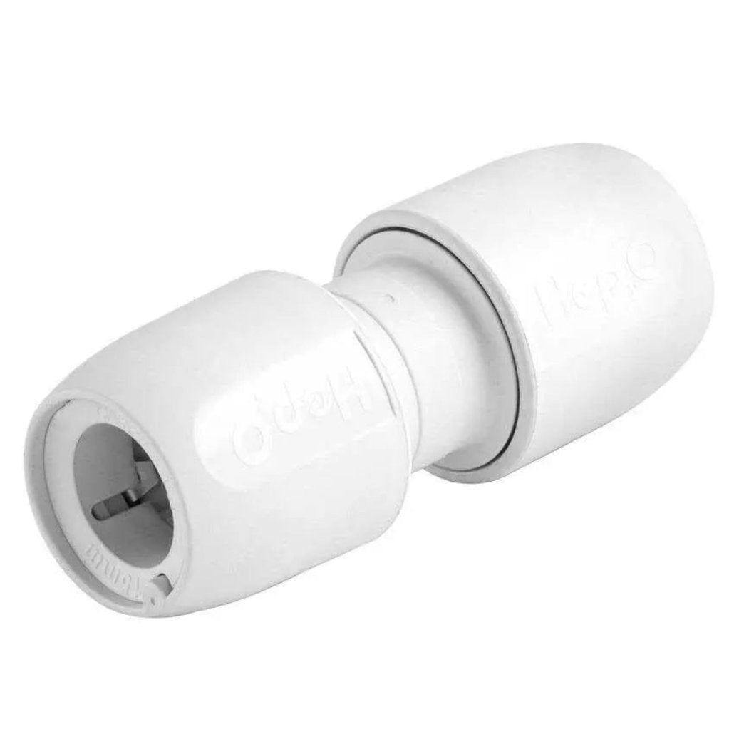 HD1/15W Hep2O Straight Connector PB White 15mm - Hep2o Fittings