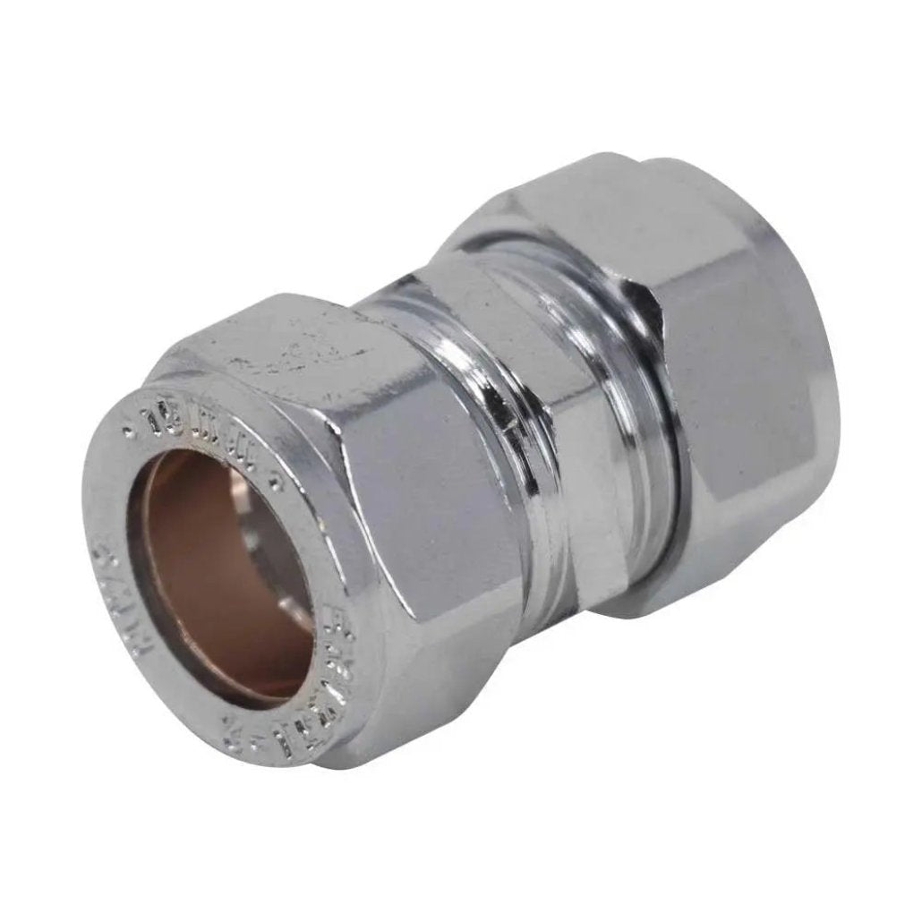 15mm Compression Straight Coupling for Copper Pipes Chrome Plated Compression Fittings