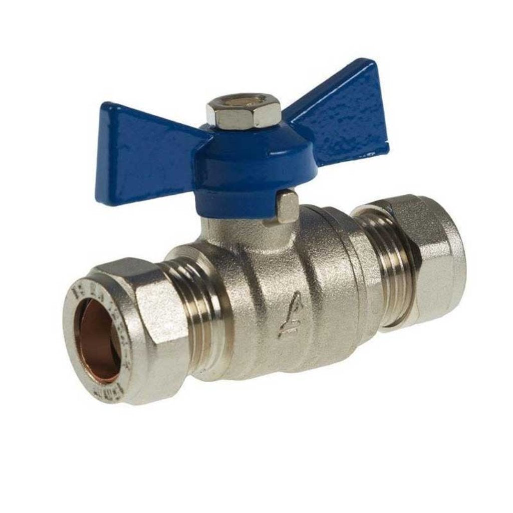 15mm butterfly ball valve blue compression