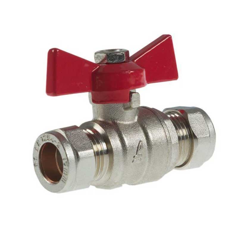 15mm butterfly ball valve red compression