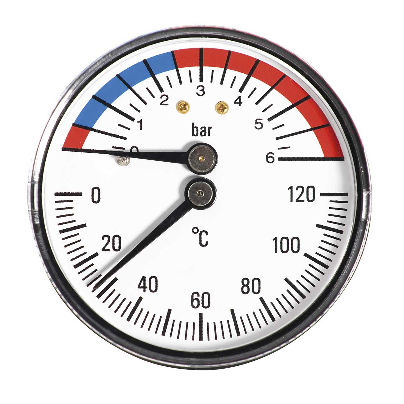 6 Bar 120C Thermo Pressure Gauge 1/2 Inch BSP Back Entry - Pressure Gauges