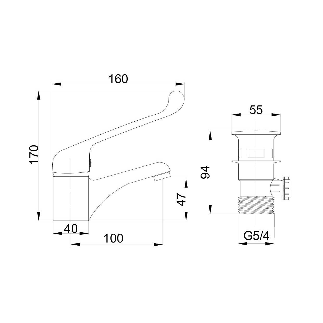 Basin Mixer Tap Extended Elbow Lever Disabled Mobility
