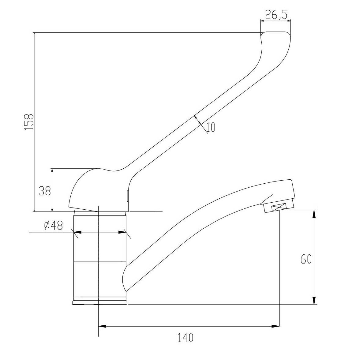 Basin Mixer Tap Extended Lever Swivel Spout, Disabled, Mobility, Large Lever - Basin Taps