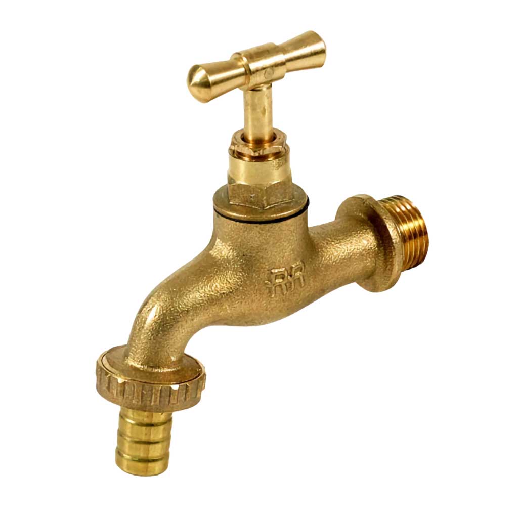 Brushed Brass Hose Outside Garden Tap With Hose Adaptor