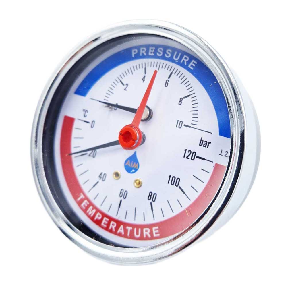 Back Entry Temperature Pressure Gauge Thermomanometer 1/2 Pressure Gauges