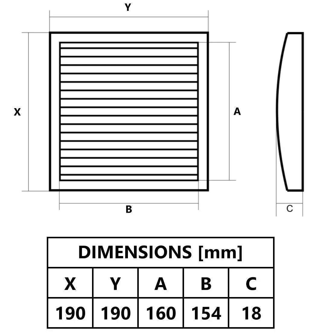 190x190mm Wall Ventilation Grille Black Cover Insect Mesh Vent Air Covers