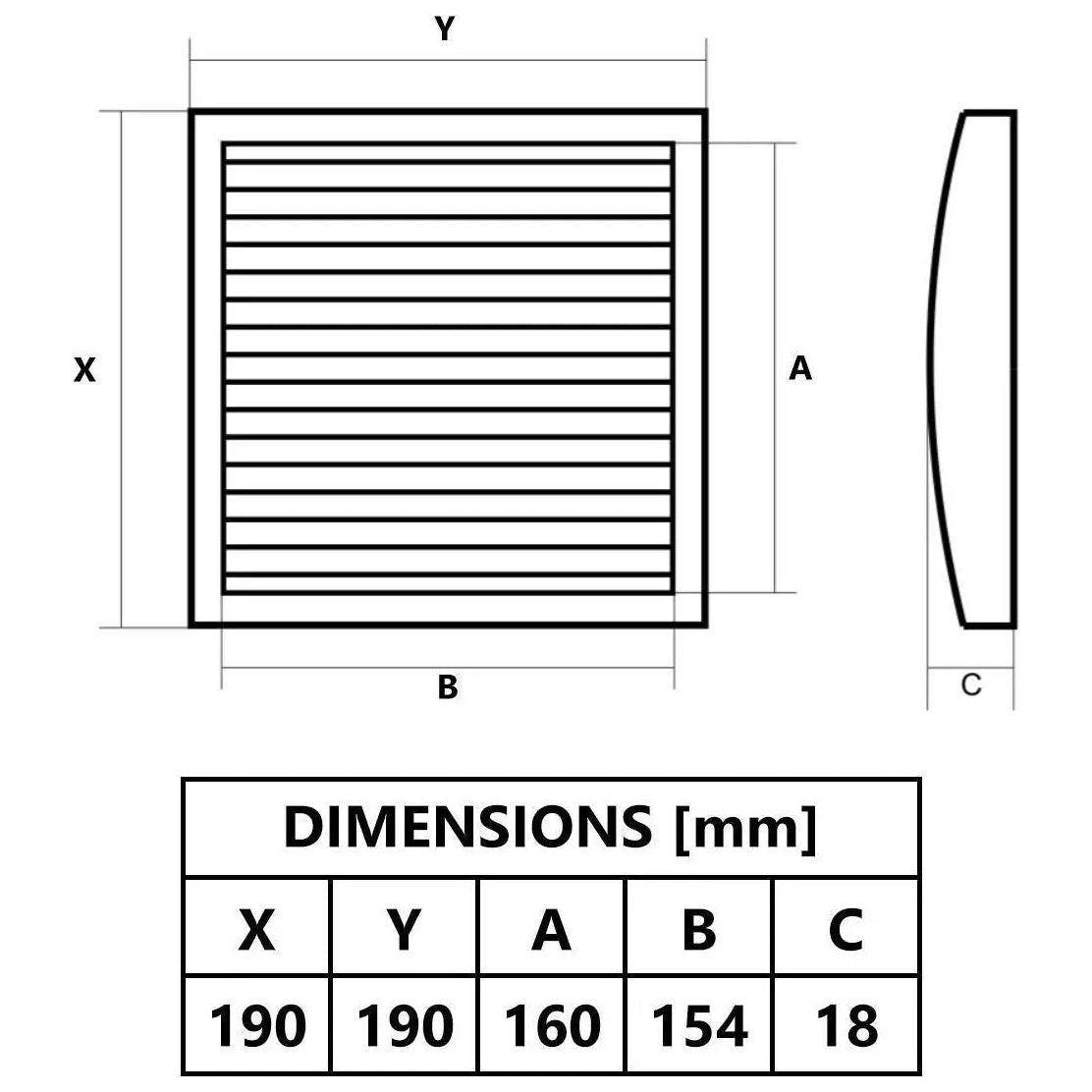 190x190mm Wall Ventilation Grille Black Cover Insect Mesh Vent Air Covers