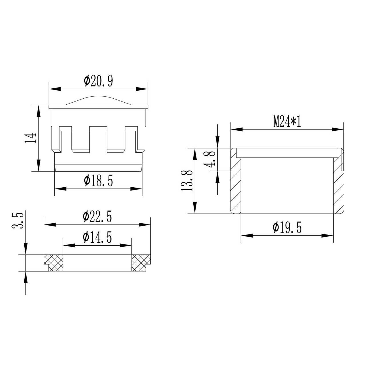 24mm Male Tap Aerator Metal Insert Basin Water Saving - Tap Aerators / Sprays