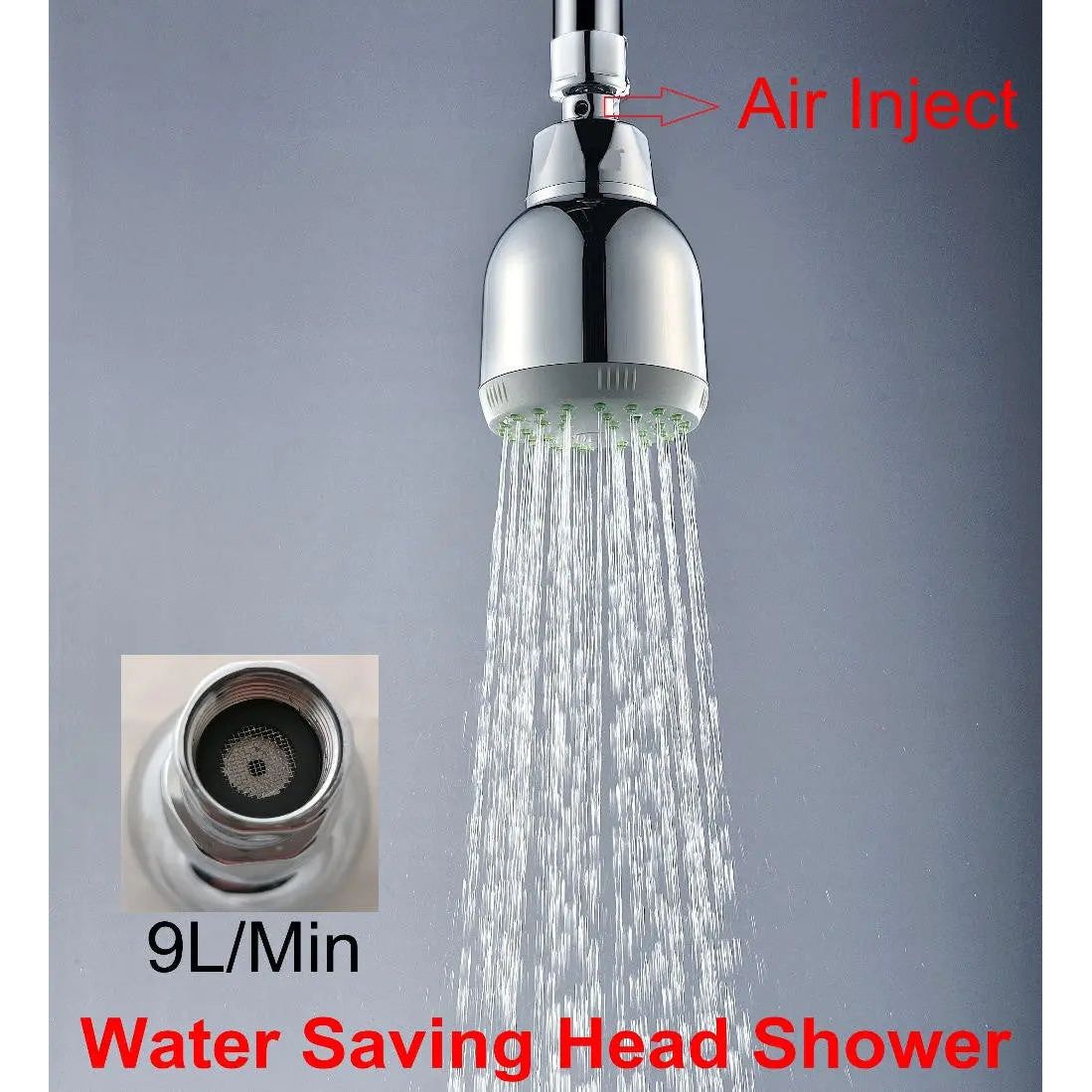 Air Inject Water Saving Shower Head 1/2 BSP Swivel Ending Shower Heads