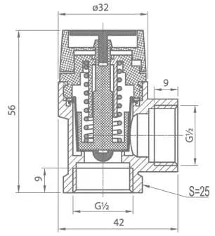 1/2 Inch 2.5 bar Pressure Relief Valve Female Safety System Protection - 